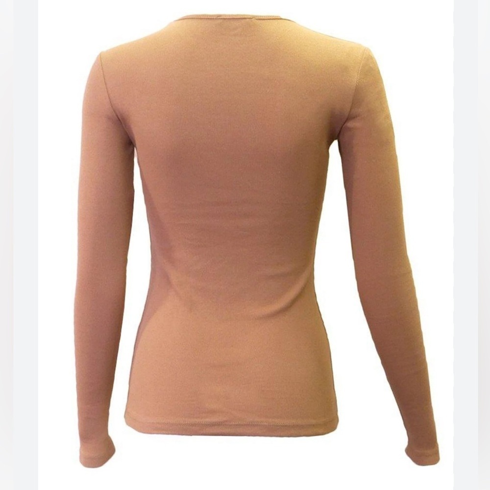 Magaschoni light brown soft top upscale old money chic